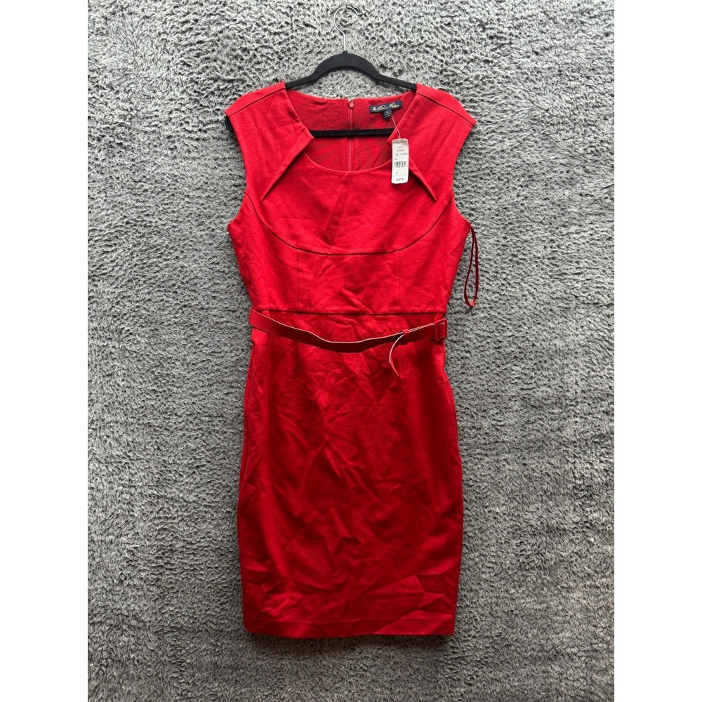 NWT Brooks Brothers Belted Sleeveless Knee Length Sheath Dress Red Women Size 12